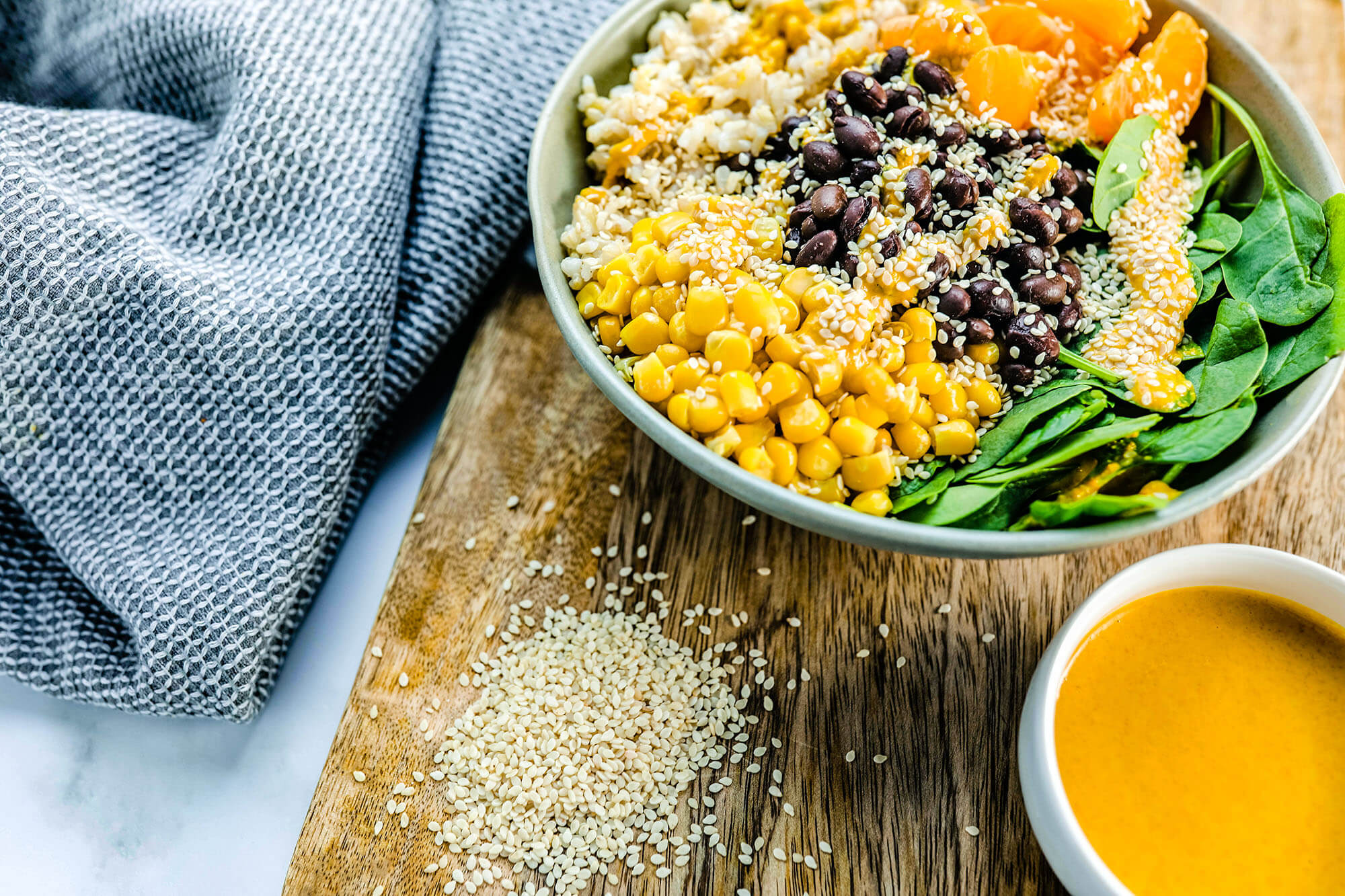 Brown Rice Lunch Bowl with 24-Carrot Gold Dressing