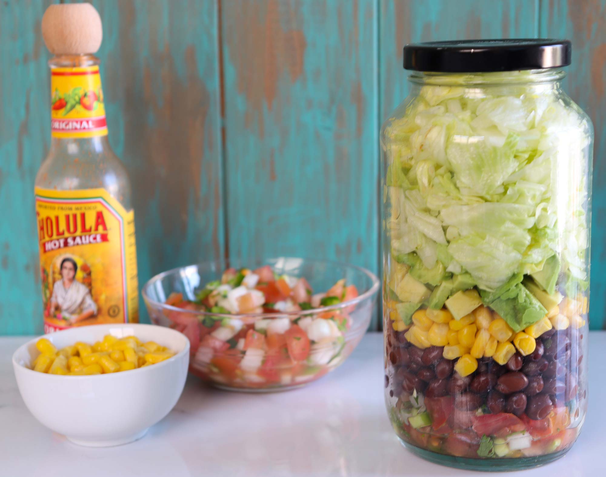 mason jar taco salad - a healthy, budget-friendly meal