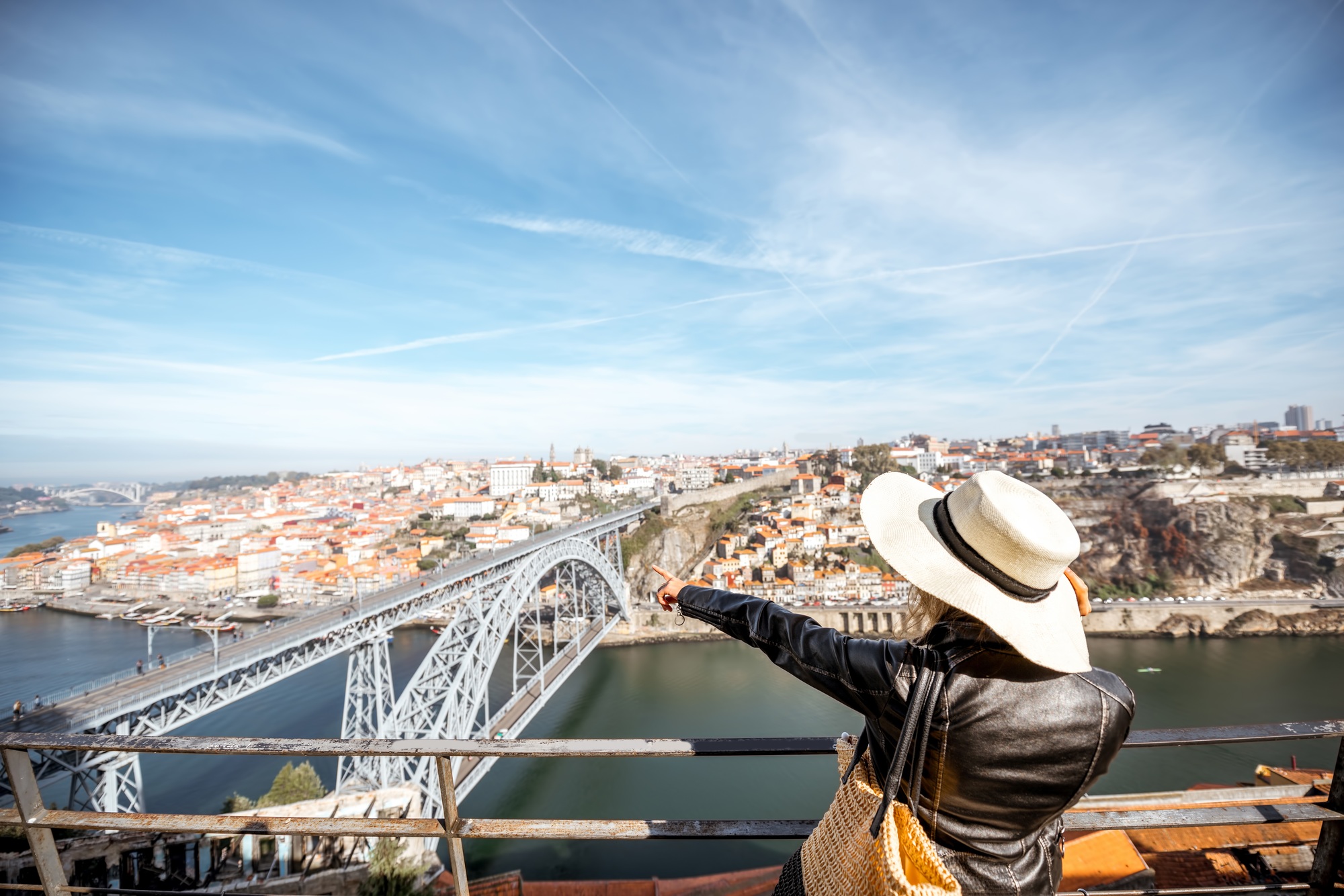 Woman traveling in Porto city